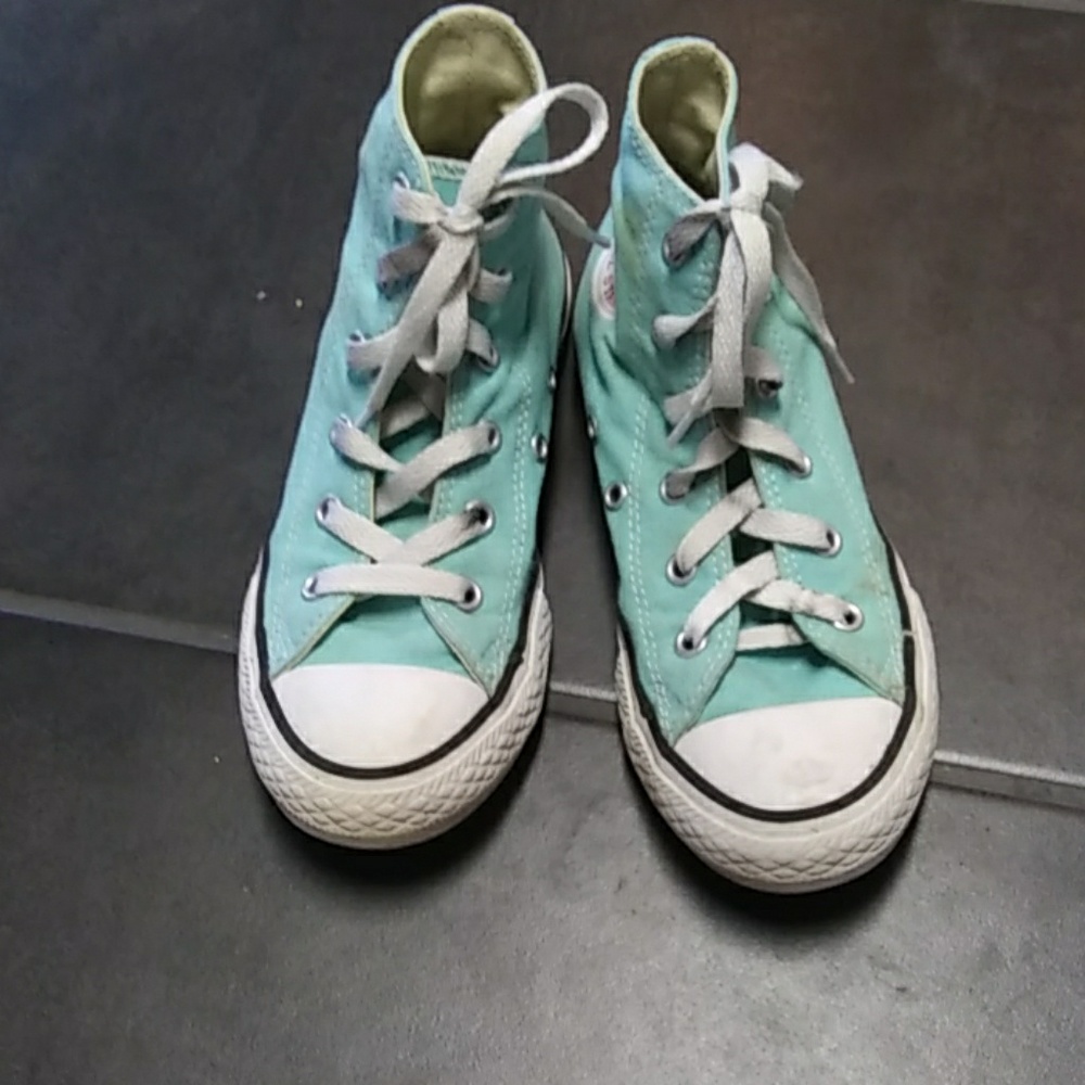 Girls Aqua Converse hi top shoes size 1